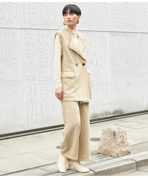 Settimissimo（セッティミッシモ）の「ツイードタックワイドパンツ（その他パンツ・レディース・ブラック/ベージュ・FREE）」の16枚目の写真