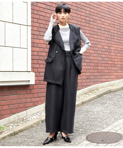 Settimissimo（セッティミッシモ）の「ツイードタックワイドパンツ（その他パンツ・レディース・ブラック/ベージュ・FREE）」の7枚目の写真