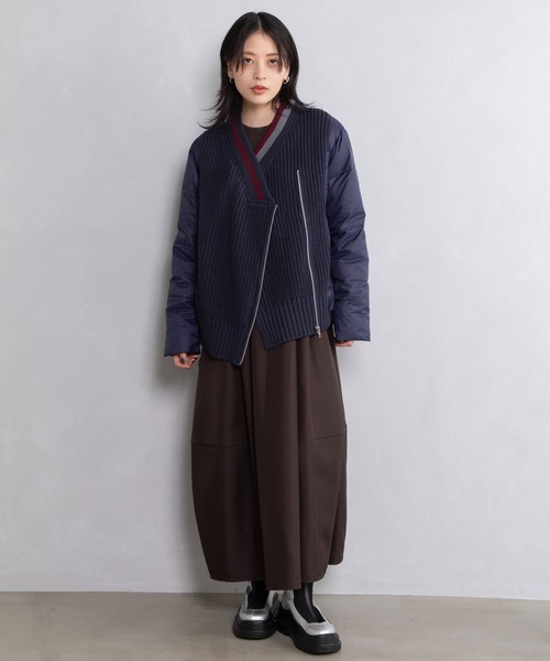 MARECHAL TERRE（マルシャルテル）の「カーディガンダウン（ダウンジャケット/コート・レディース・アイボリー/ベージュ/ブラック/ネイビー・MEDIUM）」の6枚目の写真