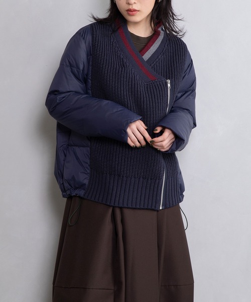 MARECHAL TERRE（マルシャルテル）の「カーディガンダウン（ダウンジャケット/コート・レディース・アイボリー/ベージュ/ブラック/ネイビー・MEDIUM）」の8枚目の写真