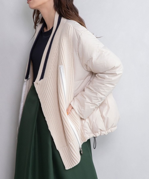 MARECHAL TERRE（マルシャルテル）の「カーディガンダウン（ダウンジャケット/コート・レディース・アイボリー/ベージュ/ブラック/ネイビー・MEDIUM）」の17枚目の写真