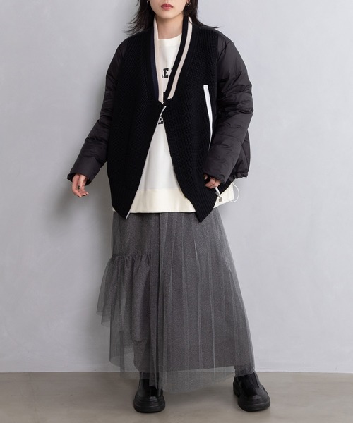 MARECHAL TERRE（マルシャルテル）の「カーディガンダウン（ダウンジャケット/コート・レディース・アイボリー/ベージュ/ブラック/ネイビー・MEDIUM）」の16枚目の写真