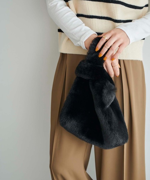 Edit Sheen（エディットシーン）の「フェイクファーミニトートバッグ（トートバッグ・レディース・ホワイト/グレー/ブラック・FREE）」の3枚目の写真