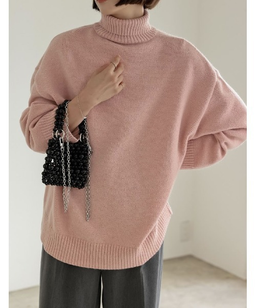 Re:EDIT（リエディ）の「ハイネックアルパカタッチ起毛ニットプルオーバー（ニット/セーター・レディース・モカ/チャコールグレー/ブラック/ピンク/ホワイト/イエロー/グリーン・MEDIUM/LARGE）」の7枚目の写真