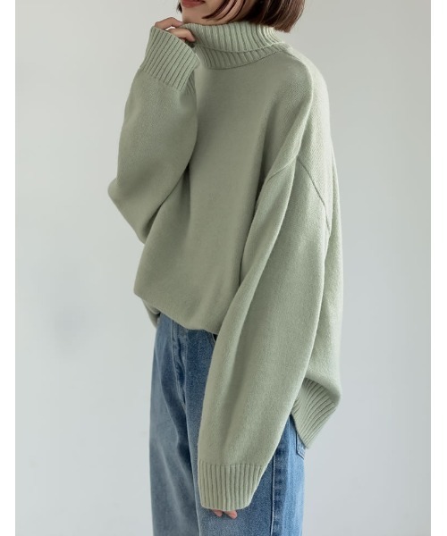 Re:EDIT（リエディ）の「ハイネックアルパカタッチ起毛ニットプルオーバー（ニット/セーター・レディース・モカ/チャコールグレー/ブラック/ピンク/ホワイト/イエロー/グリーン・MEDIUM/LARGE）」の5枚目の写真