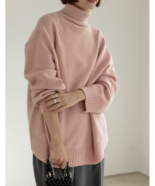 Re:EDIT（リエディ）の「ハイネックアルパカタッチ起毛ニットプルオーバー（ニット/セーター・レディース・モカ/チャコールグレー/ブラック/ピンク/ホワイト/イエロー/グリーン・MEDIUM/LARGE）」の11枚目の写真