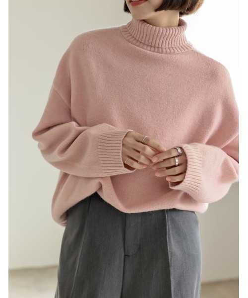 Re:EDIT（リエディ）の「ハイネックアルパカタッチ起毛ニットプルオーバー（ニット/セーター・レディース・モカ/チャコールグレー/ブラック/ピンク/ホワイト/イエロー/グリーン・MEDIUM/LARGE）」の10枚目の写真