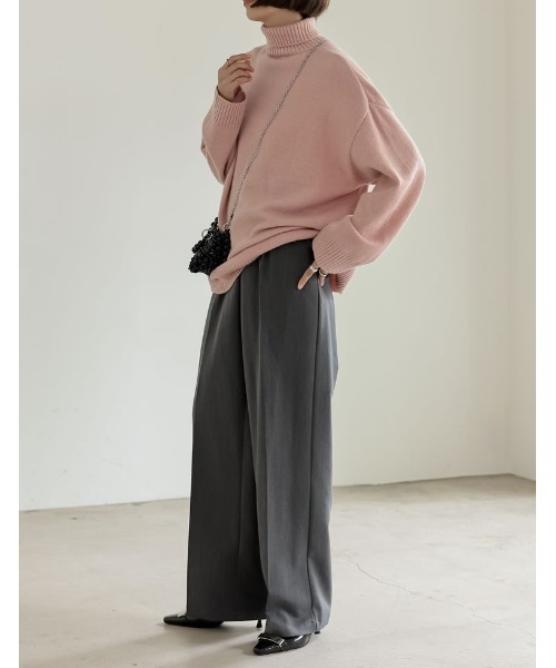 Re:EDIT（リエディ）の「ハイネックアルパカタッチ起毛ニットプルオーバー（ニット/セーター・レディース・モカ/チャコールグレー/ブラック/ピンク/ホワイト/イエロー/グリーン・MEDIUM/LARGE）」の8枚目の写真