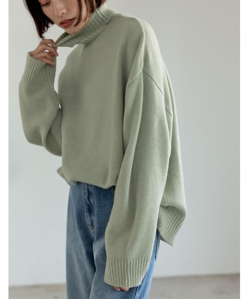 Re:EDIT（リエディ）の「ハイネックアルパカタッチ起毛ニットプルオーバー（ニット/セーター・レディース・モカ/チャコールグレー/ブラック/ピンク/ホワイト/イエロー/グリーン・MEDIUM/LARGE）」の21枚目の写真