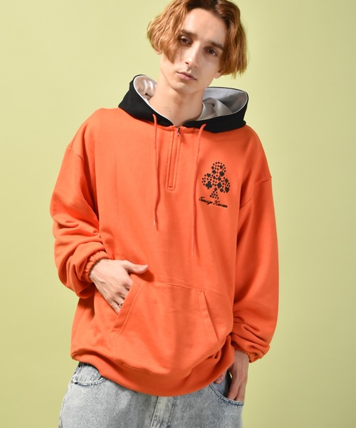 セール】ビッグシルエット ハーフジップ スウェット プルオーバー