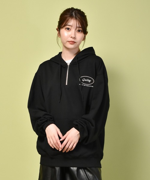 セール】ビッグシルエット ハーフジップ スウェット プルオーバー