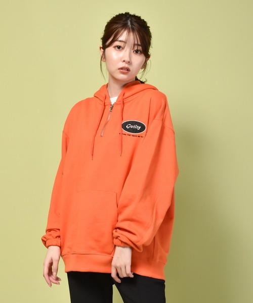 セール】ビッグシルエット ハーフジップ スウェット プルオーバー