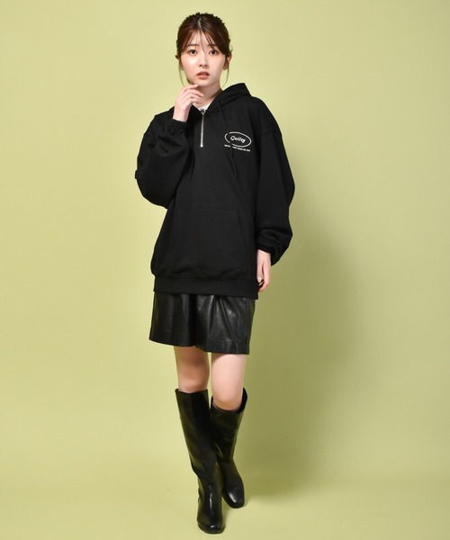 セール】ビッグシルエット ハーフジップ スウェット プルオーバー