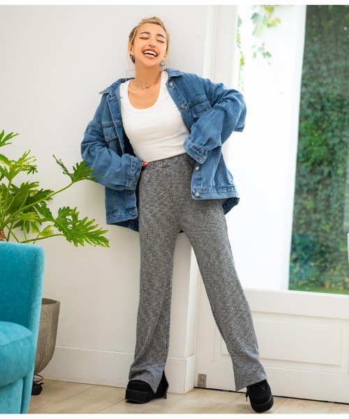 anap mimpi（アナップミンピ）の「杢ニットソーユッタリストレートリブパンツ（その他パンツ・レディース・ベージュ/ラベンダー/ブラック・FREE）」の20枚目の写真