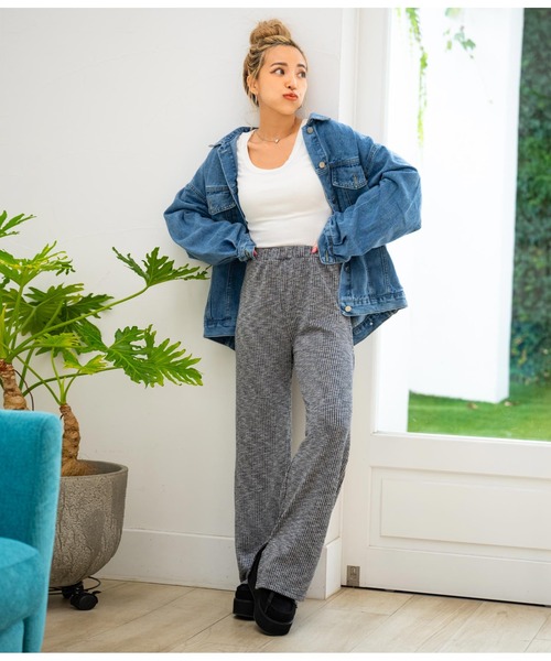 anap mimpi（アナップミンピ）の「杢ニットソーユッタリストレートリブパンツ（その他パンツ・レディース・ベージュ/ラベンダー/ブラック・FREE）」の22枚目の写真