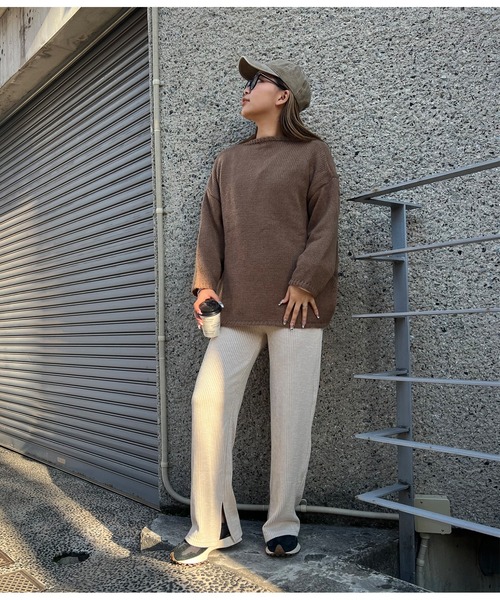 anap mimpi（アナップミンピ）の「杢ニットソーユッタリストレートリブパンツ（その他パンツ・レディース・ベージュ/ラベンダー/ブラック・FREE）」の15枚目の写真