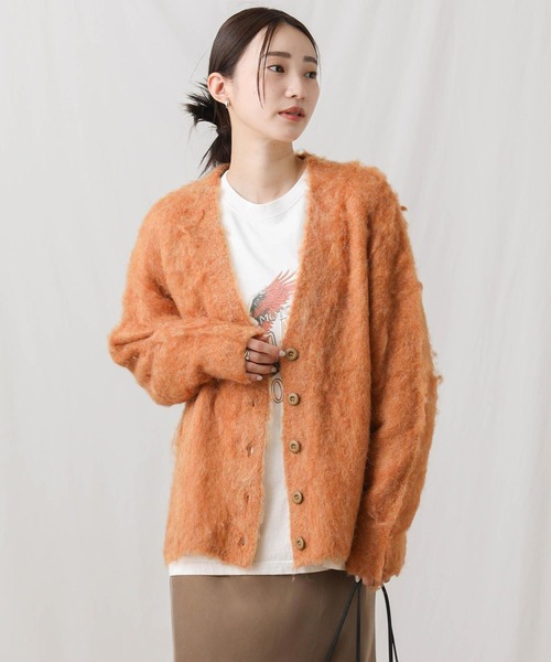 Gready Brilliant（グレディブリリアン）の「Ｖネックシャギーカーディガン（カーディガン/ボレロ・レディース・オレンジ/チャコールグレー/ライトベージュ・FREE）」の14枚目の写真