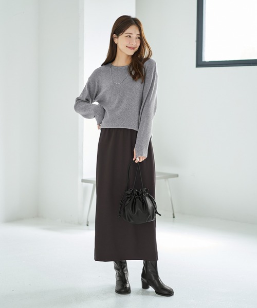 STYLE DELI(スタイルデリ)の「ソフトタッチ◆指あきクルーネックプルオーバー(ニット/セーター・レディース・グレー/ホワイト/ブラック/ホワイト系その他/カーキ・FREE)」の15枚目の写真