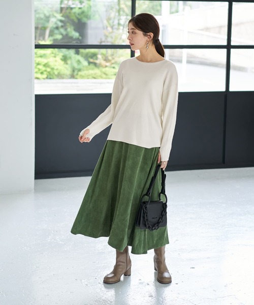 STYLE DELI(スタイルデリ)の「ソフトタッチ◆指あきクルーネックプルオーバー(ニット/セーター・レディース・グレー/ホワイト/ブラック/ホワイト系その他/カーキ・FREE)」の21枚目の写真