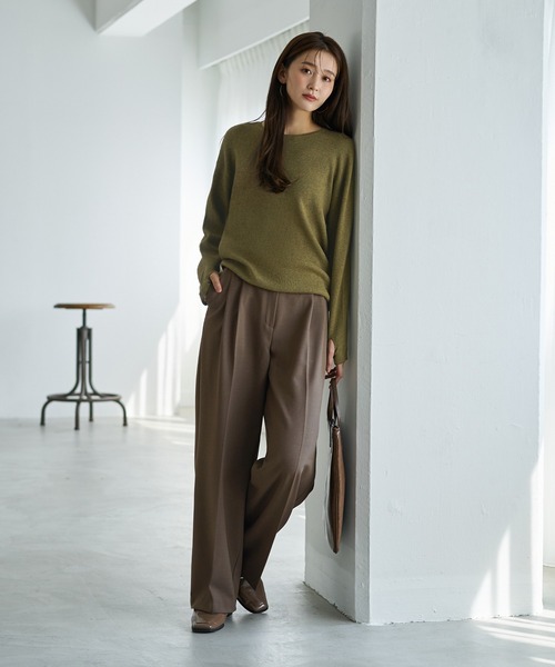 STYLE DELI(スタイルデリ)の「ソフトタッチ◆指あきクルーネックプルオーバー(ニット/セーター・レディース・グレー/ホワイト/ブラック/ホワイト系その他/カーキ・FREE)」の22枚目の写真