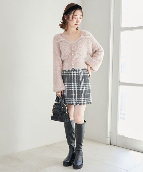 MAJESTIC LEGON(マジェスティックレゴン)の「裾フリンジチェックスカート(スカート・レディース・ブラック系その他/ホワイト系その他2/レッド系その他2/グレー系その他・MEDIUM)」の15枚目の写真