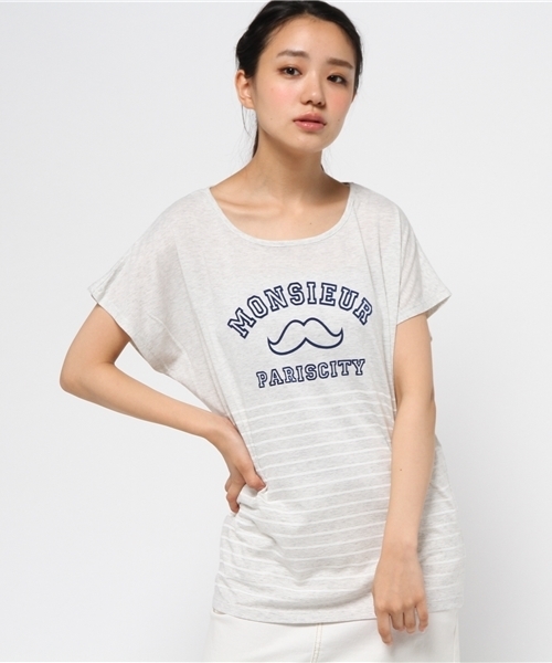 OUTLET(アウトレット)の「【WHO'S WHO gallery】BYボーダーカレッジ(Tシャツ/カットソー・レディース・ホワイト/ネイビー/ブラック/クリーム/グレー・LARGE/MEDIUM)」の4枚目の写真