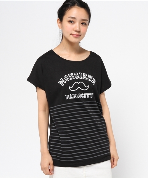 OUTLET(アウトレット)の「【WHO'S WHO gallery】BYボーダーカレッジ(Tシャツ/カットソー・レディース・ホワイト/ネイビー/ブラック/クリーム/グレー・LARGE/MEDIUM)」の6枚目の写真