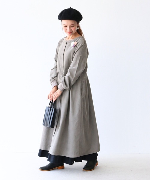 ほっこりコーデュロイワンピースロング丈（ワンピース）｜sanpo