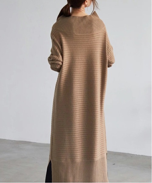 and it_(アンドイット)の「選べる2丈 リブニットゆるタートルネックドルマンワンピース(ワンピース・レディース・ブラウン/ブラック/グレイッシュベージュ・120cm/110cm)」の9枚目の写真