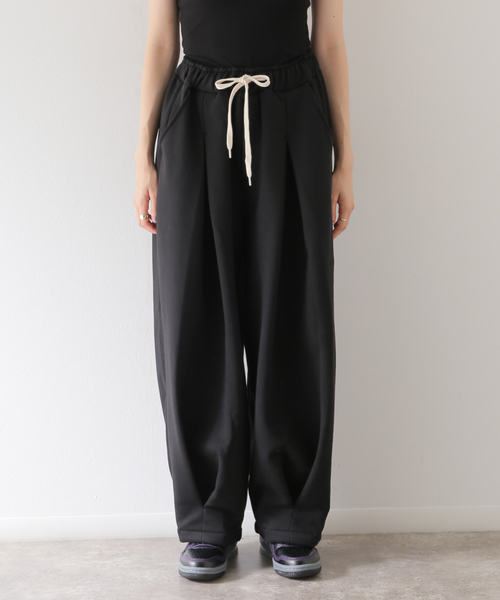 パンツ ANGLAN Valley Tuck Sweat Balloon Pants AG] Valley Tuck Sweat Balloon Pants - Black - ANGLAN