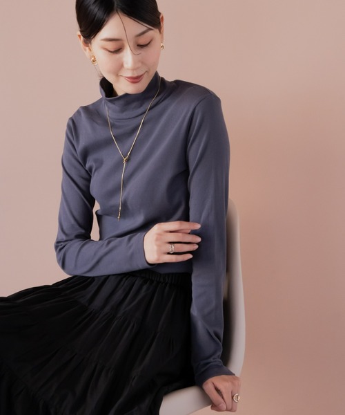 slattgir（スラットジール）の「高身長　綿１００％ハイネックTシャツ　（トールサイズ）（Tシャツ/カットソー・レディース・カーキブラウン/杢グレー/ブラック/ワイン/チャコール・M/4L/5L/3L/L/LL）」の4枚目の写真