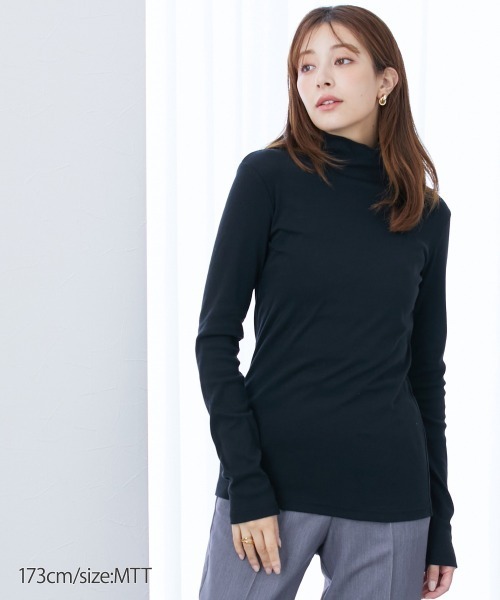 slattgir（スラットジール）の「高身長　綿１００％ハイネックTシャツ　（トールサイズ）（Tシャツ/カットソー・レディース・カーキブラウン/杢グレー/ブラック/ワイン/チャコール・M/4L/5L/3L/L/LL）」の7枚目の写真