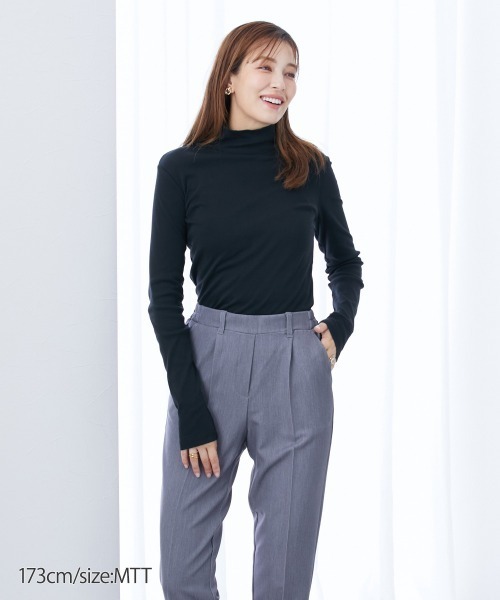 slattgir（スラットジール）の「高身長　綿１００％ハイネックTシャツ　（トールサイズ）（Tシャツ/カットソー・レディース・カーキブラウン/杢グレー/ブラック/ワイン/チャコール・M/4L/5L/3L/L/LL）」の10枚目の写真