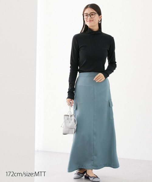 slattgir（スラットジール）の「高身長　綿１００％ハイネックTシャツ　（トールサイズ）（Tシャツ/カットソー・レディース・カーキブラウン/杢グレー/ブラック/ワイン/チャコール・M/4L/5L/3L/L/LL）」の16枚目の写真