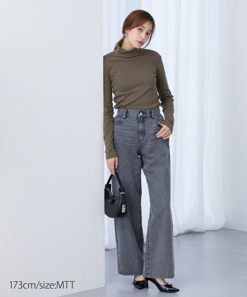 slattgir（スラットジール）の「高身長　綿１００％ハイネックTシャツ　（トールサイズ）（Tシャツ/カットソー・レディース・カーキブラウン/杢グレー/ブラック/ワイン/チャコール・M/4L/5L/3L/L/LL）」の20枚目の写真