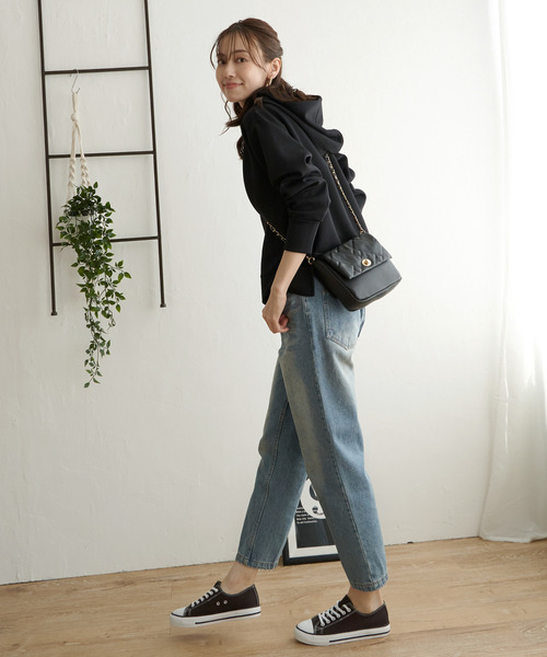 ikka（イッカ）の「GOKU楽 ダンボールニットフードパーカー（パーカー・レディース・ブラック/ダークグリーン/モカ/ベージュ・S/M/L）」の20枚目の写真