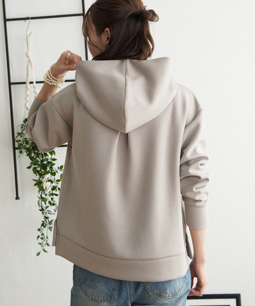 ikka（イッカ）の「GOKU楽 ダンボールニットフードパーカー（パーカー・レディース・ブラック/ダークグリーン/モカ/ベージュ・S/M/L）」の11枚目の写真