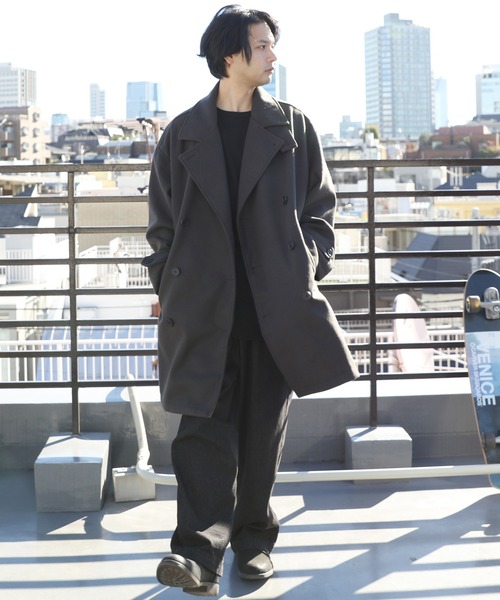 ８(eight)（エイト）の「ウールライク ハーフトレンチコート（トレンチコート・メンズ・グレー/ブラック/グレイッシュベージュ/ブラウン・MEDIUM/LARGE）」の21枚目の写真