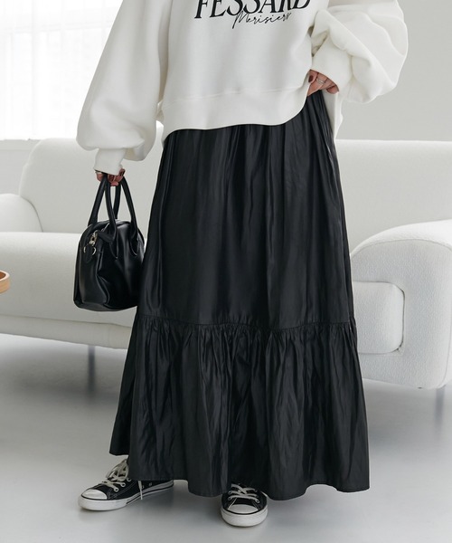 DISCOAT（ディスコート）の「マットサテンギャザー切替スカート