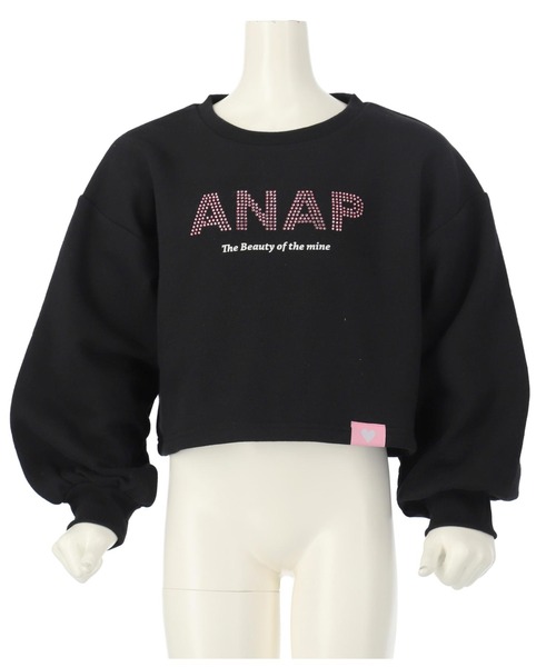 ANAP kids（アナップキッズ）の「ラインストーンANAPロゴ裏毛スウェットトレーナー（スウェット・キッズ・ピンク/ブラック/ホワイト・120cm/130cm/110cm）」の13枚目の写真