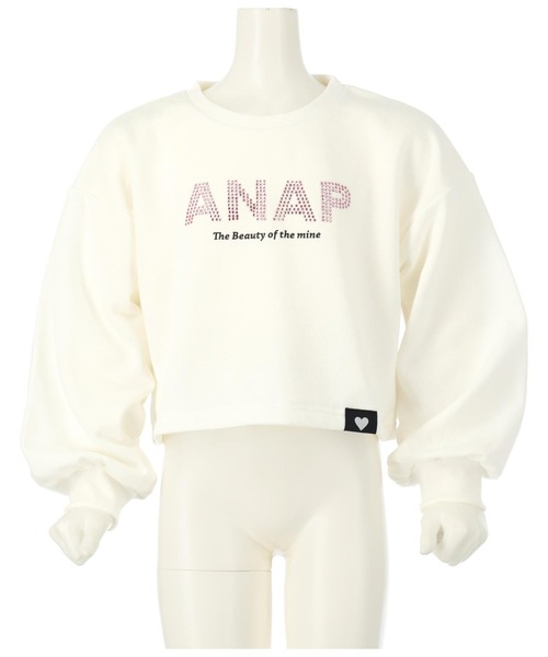 ANAP kids（アナップキッズ）の「ラインストーンANAPロゴ裏毛スウェットトレーナー（スウェット・キッズ・ピンク/ブラック/ホワイト・120cm/130cm/110cm）」の12枚目の写真