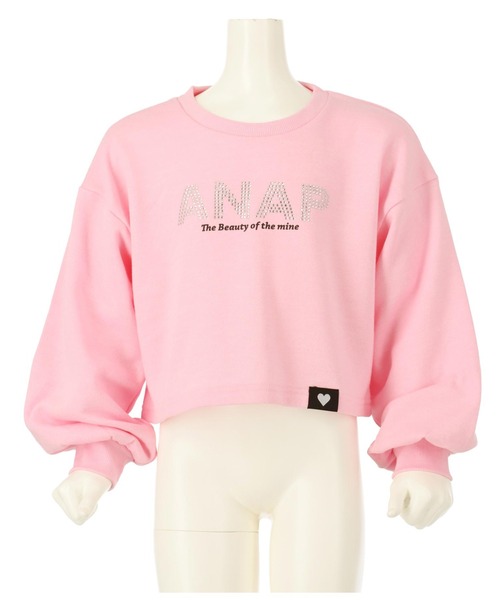 ANAP kids（アナップキッズ）の「ラインストーンANAPロゴ裏毛スウェットトレーナー（スウェット・キッズ・ピンク/ブラック/ホワイト・120cm/130cm/110cm）」の14枚目の写真