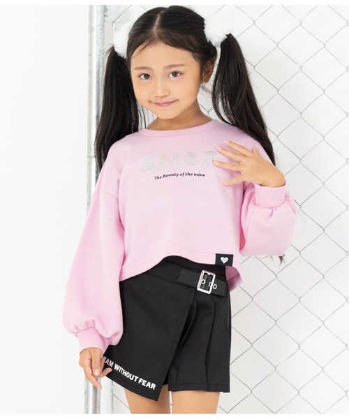 ANAP kids（アナップキッズ）の「ラインストーンANAPロゴ裏毛スウェットトレーナー（スウェット・キッズ・ピンク/ブラック/ホワイト・120cm/130cm/110cm）」の4枚目の写真