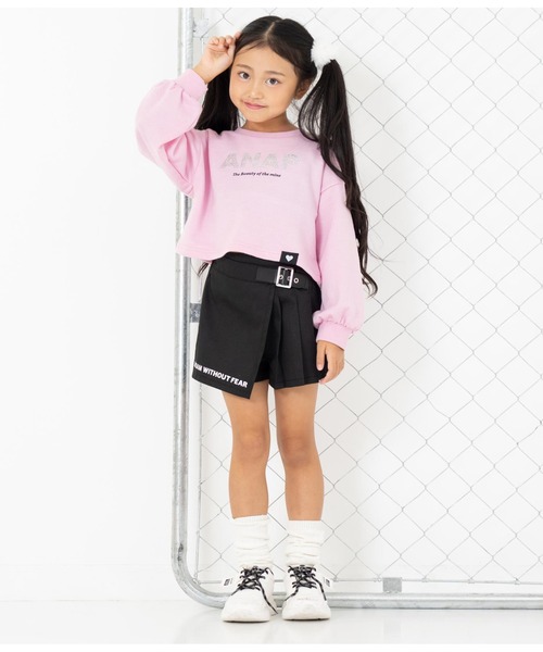 ANAP kids（アナップキッズ）の「ラインストーンANAPロゴ裏毛スウェットトレーナー（スウェット・キッズ・ピンク/ブラック/ホワイト・120cm/130cm/110cm）」の8枚目の写真