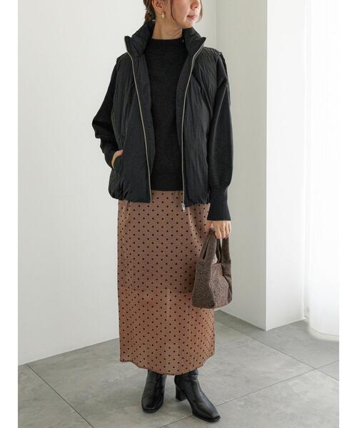 Te chichi（テチチ）の「フロッキードットシアータイトスカート（スカート・レディース・ブラック/ベージュ・F）」の5枚目の写真