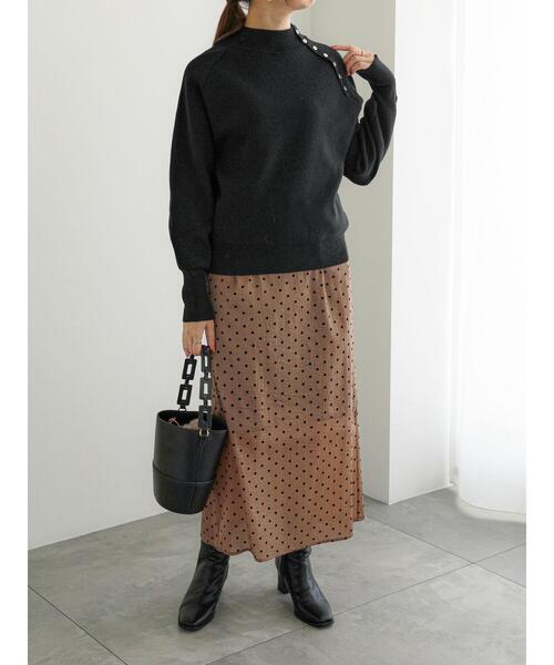 Te chichi（テチチ）の「フロッキードットシアータイトスカート（スカート・レディース・ブラック/ベージュ・F）」の6枚目の写真