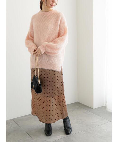 Te chichi（テチチ）の「フロッキードットシアータイトスカート（スカート・レディース・ブラック/ベージュ・F）」の7枚目の写真