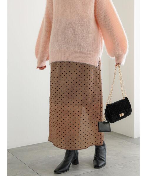 Te chichi（テチチ）の「フロッキードットシアータイトスカート（スカート・レディース・ブラック/ベージュ・F）」の8枚目の写真
