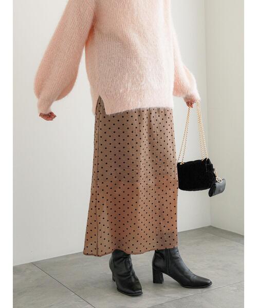 Te chichi（テチチ）の「フロッキードットシアータイトスカート（スカート・レディース・ブラック/ベージュ・F）」の10枚目の写真