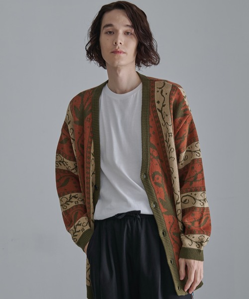 Revo.（レボ）の「Revo.　アンティークリーフパターン CA カーディガン（カーディガン/ボレロ・メンズ・ネイビー/カーキ/ブラック・L/M）」の5枚目の写真